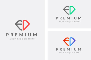 Initial latter ED monogram logo design template. ED ,DE ,E,D Abstract Letters Logo Monogram