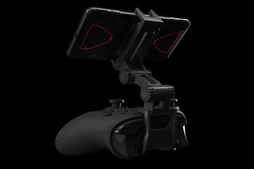 Realistic joystick for playing games on a mobile phone isolated on black