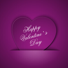 lilac Heart from paper Valentines day card background illustration