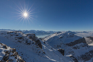 panorama view from Gemmenalphorn mountain in bernese highlands