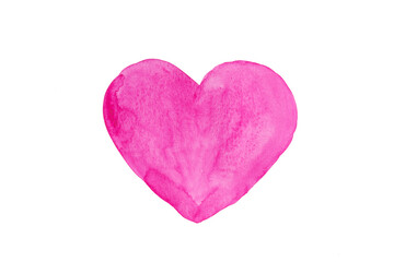 Watercolor painting of heart on white backgrund