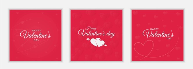 Fototapeta na wymiar valentines greeting card set. happy valentines day. postcards on red background