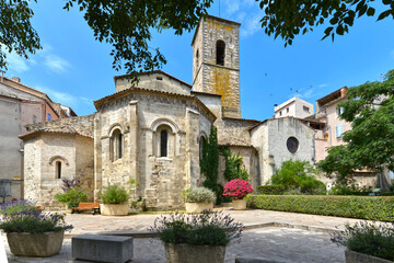 Fototapeta na wymiar Notre Dame of Romigier Church at Manosque, is the largest town and commune in the Alpes-de-Haute-Provence department in southeastern France 