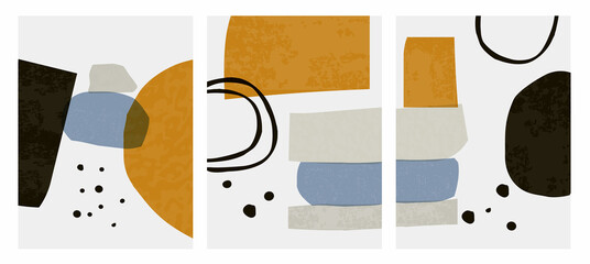 Abstract shapes Nordic paint print set. Scandinavian style poster background collection. Minimalist contemporary design vector illustration for wall decoration, home gallery, postcard, brochure cover