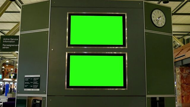 Two green screens for your ad at YVR airport with 4k resolution.