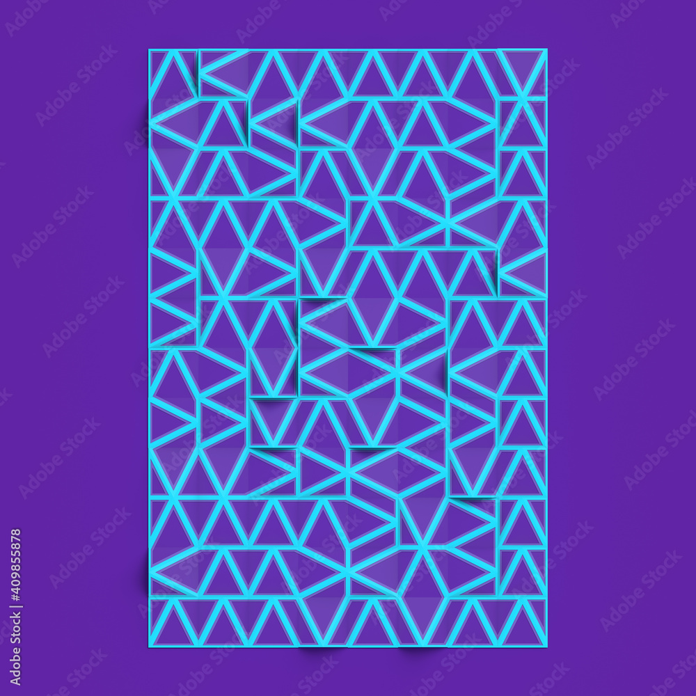 Aufkleber 3d rendering geometrical pattern. Trendy multi colored creativity backdrop. Abstract digital illustration