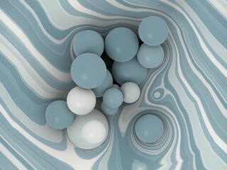 Group of colored balls on a striped surface. Graphic design element. 3d rendering digital illustration