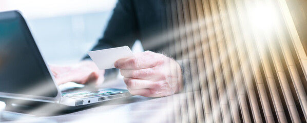 Online payment concept; multiple exposure