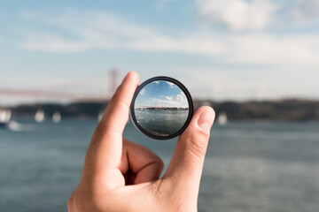 Bridge seen through lens optics