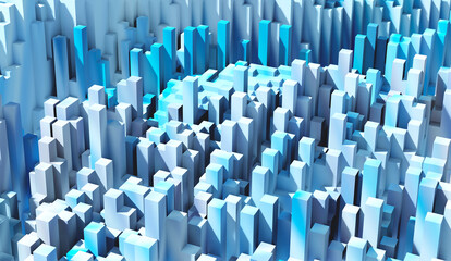 Fototapeta premium Sci - Fi, Voxel colourful abstract background Business and technology concept. Illuminated cubes 3D render. Business and technology concept background 