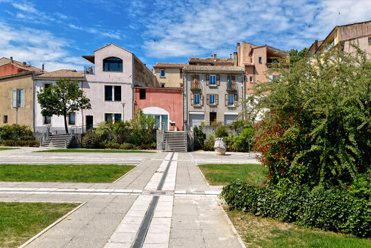 A square at Manosque,  is the largest town and commune in the Alpes-de-Haute-Provence department in southeastern France 