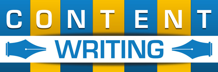 Content Writing Yellow Blue Boxes White Horizontal Text 