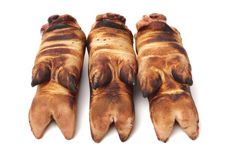 fresh pig trotter on white background