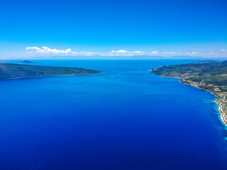 Aerial panoramic view of Peristera island located close to Alonnisos in Sporades, Greece