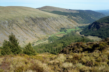 Fototapeta na wymiar Confluence of Fraughan Rock Glen and Glenmalure Valley.Wicklow Mountains.Ireland.
