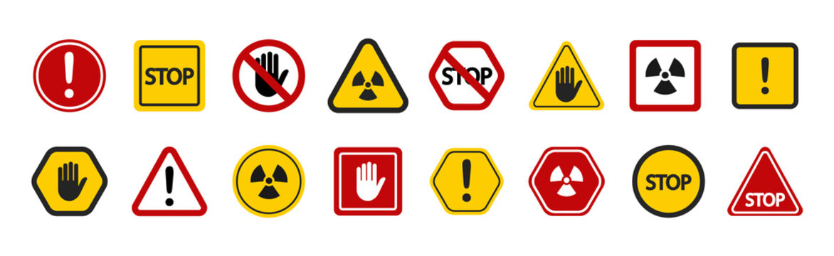 Set of prohibition sign. Set of the restricted and dangerous vector signs isolated on white background. Warning, Attention. Prohibition sign. Restricted And Dangerous Vector Sign. Vector Illustration