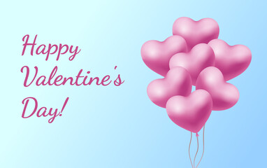 Heart balloons on blue background for valentines Vector