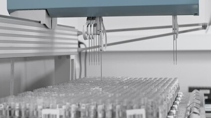 Research and testing of biological materials of patients with coronavirus infection for covid 19 vaccine production in a modern technological medical laboratory with robotic equipment - Powered by Adobe