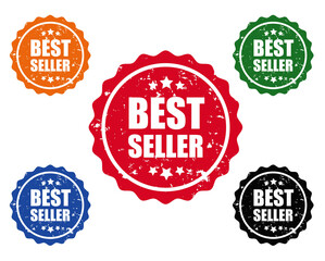 Bestseller Label Set White Background, Vector Illustration