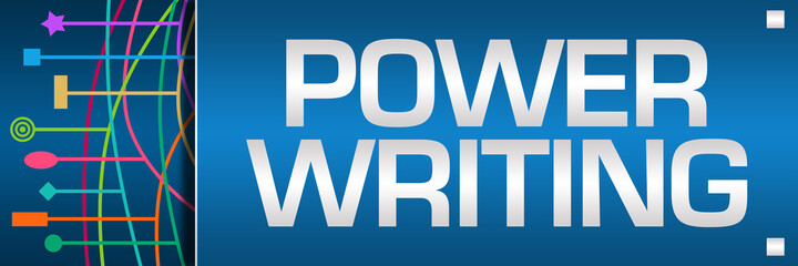 Power Writing Blue Left Colorful Abstract Elements Horizontal 