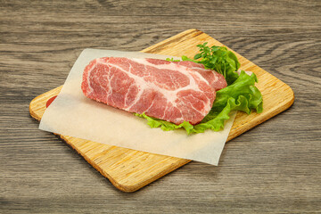 Raw pork meat neck steack