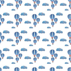 pattern seamless three heavenly hot air balloon and cloud