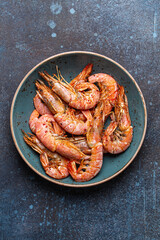 Whole cooked shrimps in bowl