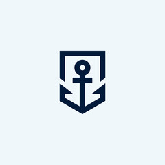 Anchor icon design template. Line anchor shield. Vector illustration.
