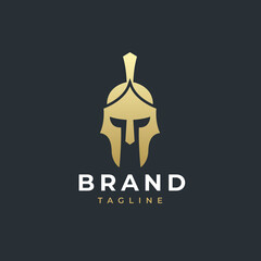 Warrior helmet logo design. Spartan, Greek gladiator helmet logotype.
