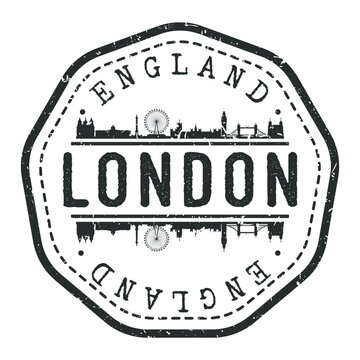 London, UK Stamp Skyline Postmark. Silhouette Postal Passport. City Round Vector Icon. Vintage Postage Design.