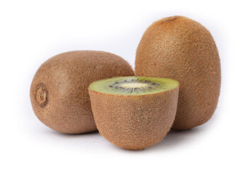 fresh kiwi fruits on the white background