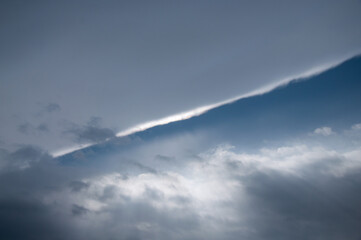 Fototapeta na wymiar 空を覆う濃密雲 太陽に輝く辺縁 巻雲 低空の積雲 気象 日本