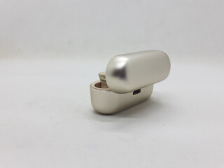 Bright Colorful Modern Electronic Elegant Wireless Ear Pieces for Listening Music and Phone Tools in White Isolated Background