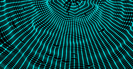 Fototapeta premium Cobweb or spider web. Network background. Connection structure. 3D wireframe vector illustration in technology style.