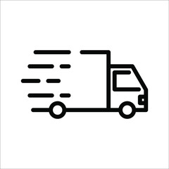 Fast shipping delivery truck flat vector icon for apps and websites