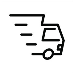 Fast shipping delivery truck flat vector icon for apps and websites