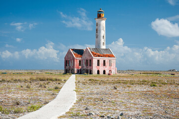 Abandoned lighthouse in the lonely island of Klein Curacao, Curacao, Netherland Antilles.