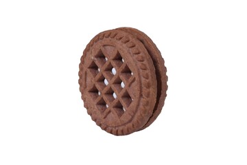 Cookies on an isolated white background. Single Cream Chocolate Chip Cookie