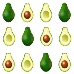 Realistic Avocado Banner Isolated White Background With Gradient Mesh, Vector Illustration