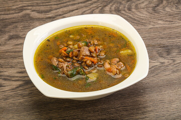 Lentil soup with chicken and vegetables