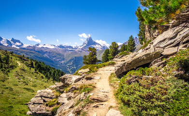 Mountain path to famous Matterhorn