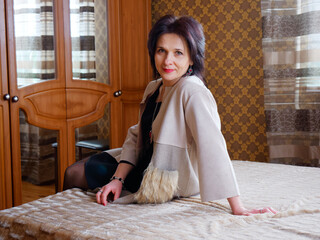 portrait of a girl on a big bed