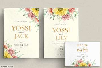 blooming floral spring invitation card set