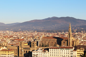 Obraz premium 海外旅行 イタリア フィレンツェ ミケランジェロ広場から撮影した展望002