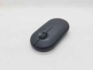 Electronic Black Elegant Mouse for Computer Peripheral Accessories Device in White Isolated...