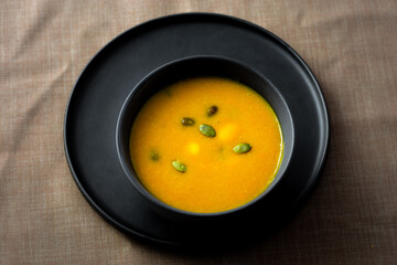 Korean pumpkin soup with red bean