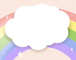 Cartoon Rainbow With Stars And Clouds With Gradient Mesh, Vector Illustration