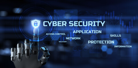 Cyber security Data protection Recovery Information Privacy concept. Robotic arm 3d rendering.
