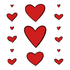 Hearts for Valentines day. Great for paper, card, wallpaper, banner, fabric, interior. Handdrawn illustration