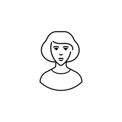The woman icon. The avatar of a woman. It can be used in the beauty industry. Cosmetology, facial care, massage, spa, hairstyles. The design element of the logo, business card. Vector